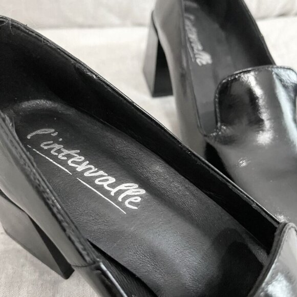 NWOT L'INTERVALLE BARNABY BLACK LEATHER BLOCK HEEL LOAFERS - 39 - Picture 11 of 12